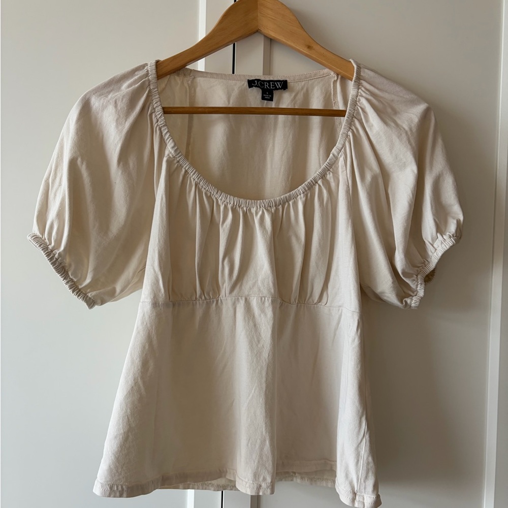 J. Crew Women's Ivory Puff Sleeve Blouse